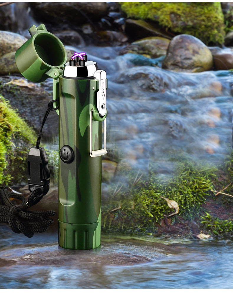 Outdoor Travel Compass Rechargeable Lighter Tube Waterproof Lighter