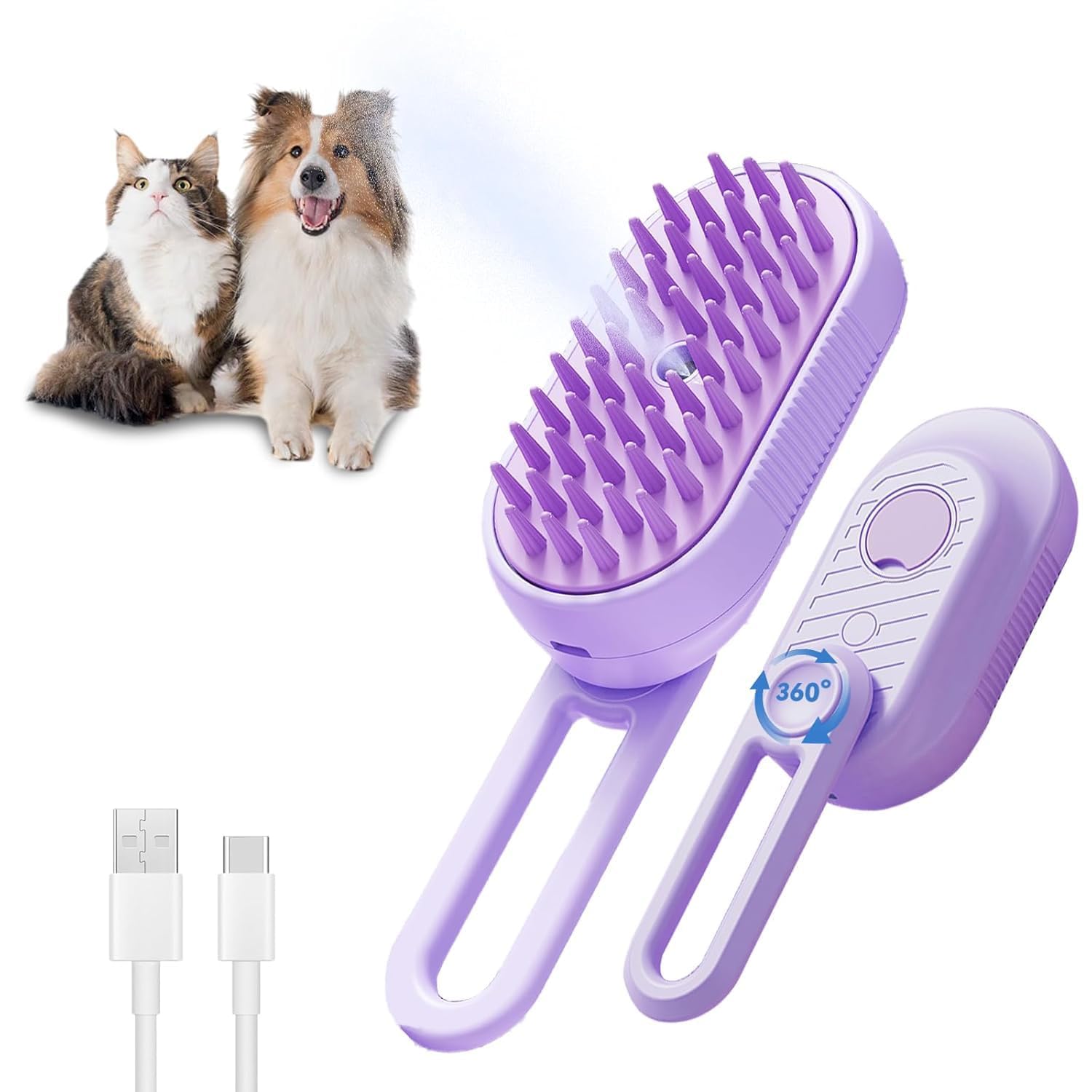 3-in-1 pet steam brush