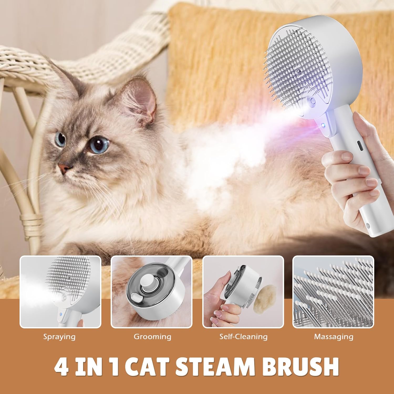 4-in-1 cat steam brush