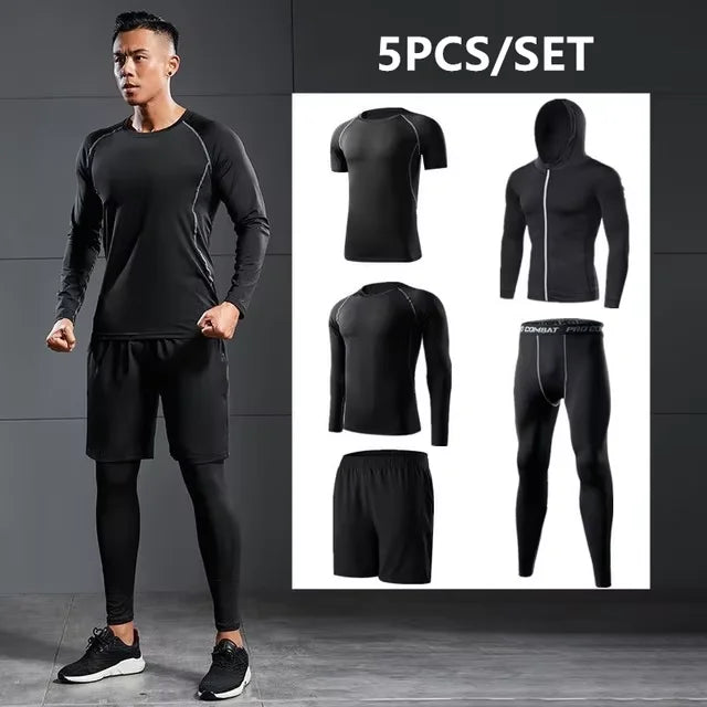 Sports Suit Men's Running Sets Compression Gym Fitness Sportswear Quick Dry Basketball Tights Outdoor Jogging Training Underwear