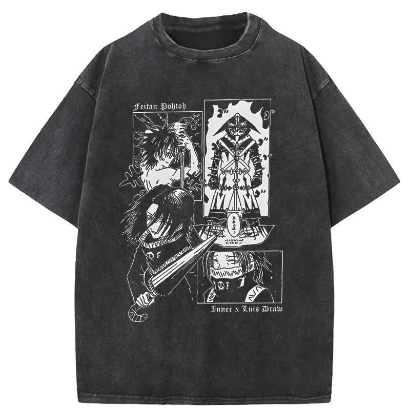 Feitan Men's T Shirt Anime Casual Tee Shirt Short Sleeve Round Collar T-Shirt Cotton Summer Streetwear