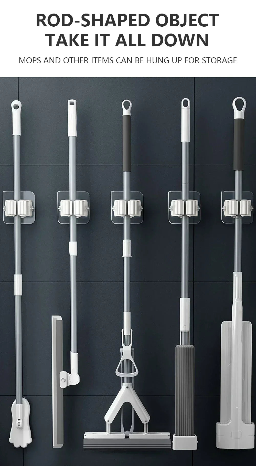 Self-Adhesive Wall-Mounted Mop Holder