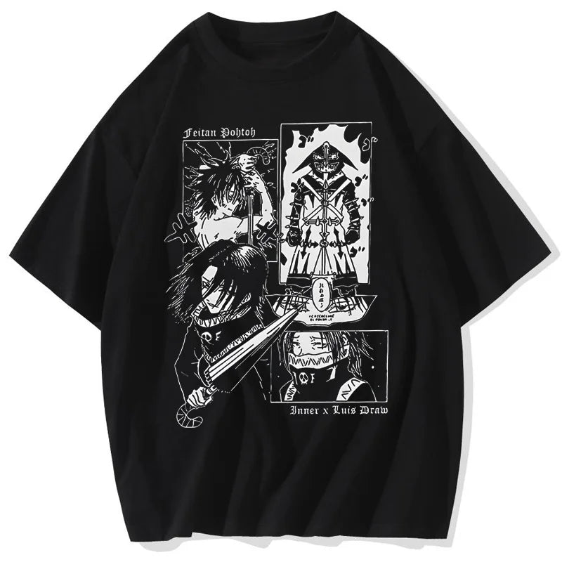 Feitan Men's T Shirt Anime Casual Tee Shirt Short Sleeve Round Collar T-Shirt Cotton Summer Streetwear