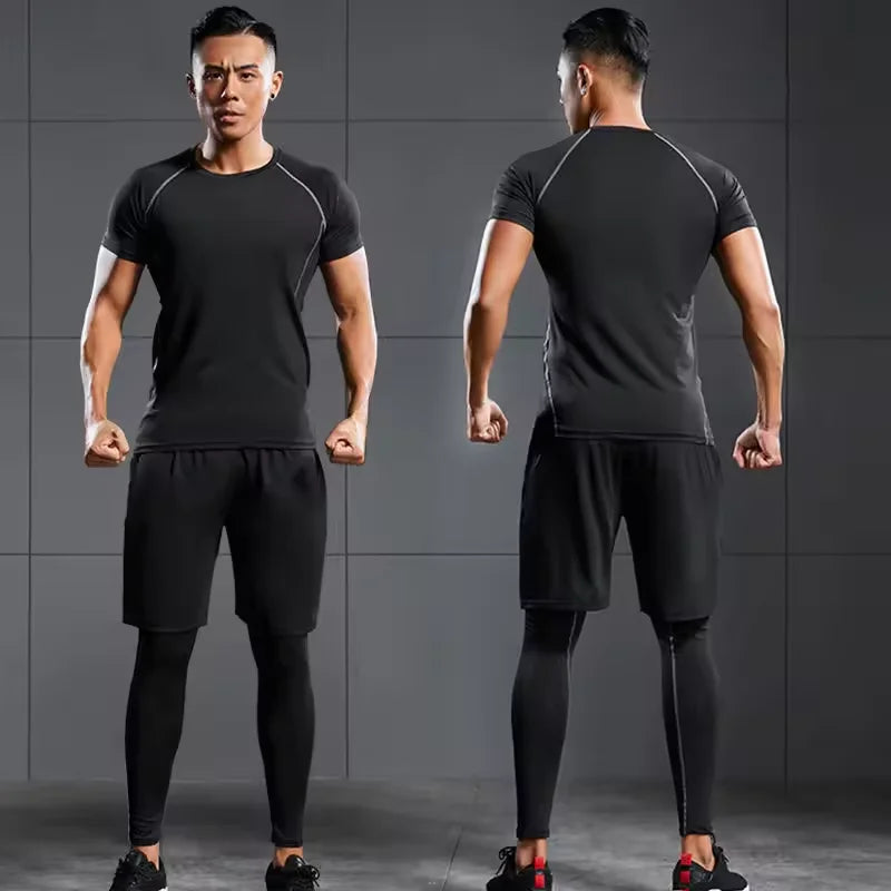 Sports Suit Men's Running Sets Compression Gym Fitness Sportswear Quick Dry Basketball Tights Outdoor Jogging Training Underwear