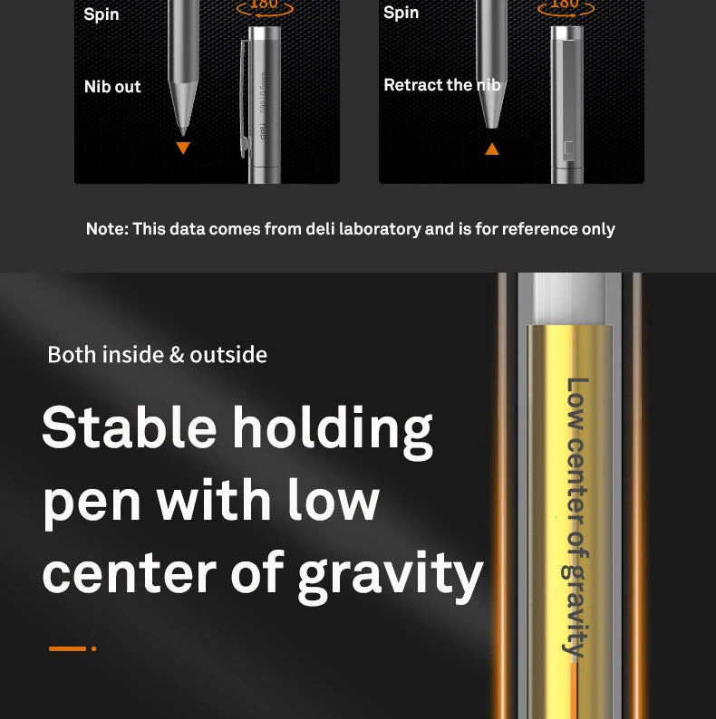 Deli Metal Sign Pen, Gel Ink Pens, Golden Silver Color, Metallic Writing Pen, Office Supplies, 0.5mm