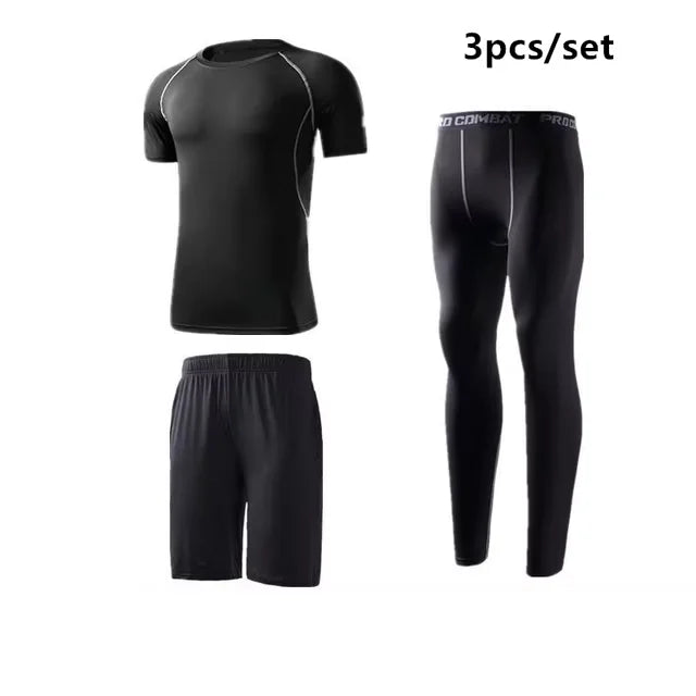 Sports Suit Men's Running Sets Compression Gym Fitness Sportswear Quick Dry Basketball Tights Outdoor Jogging Training Underwear