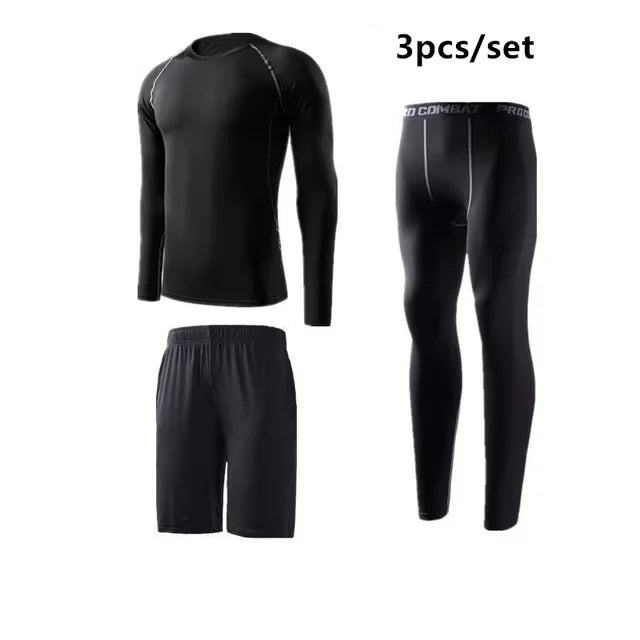 Sports Suit Men's Running Sets Compression Gym Fitness Sportswear Quick Dry Basketball Tights Outdoor Jogging Training Underwear
