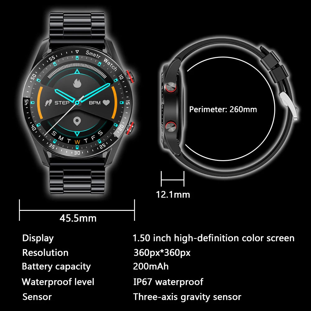 New Bluetooth Call Smart Watch Men 360*360 HD Display Heart Rate Fitness Tracker ECG+PPG Business Smartwatches For Huawei