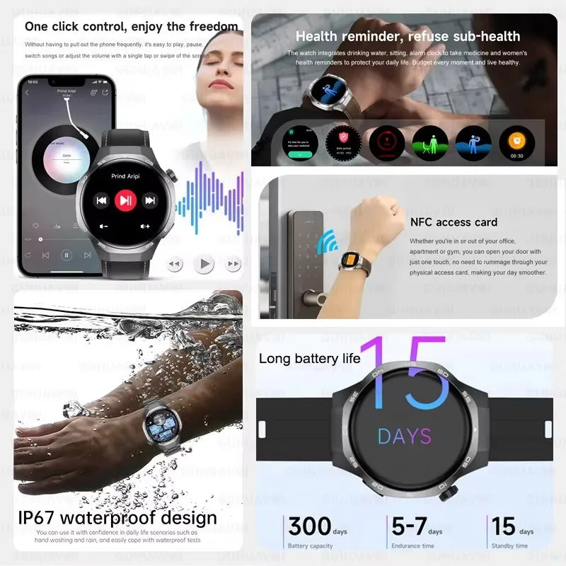 HUAWEI New GPS NFC Smart Watch Men 1.53-inch HD Display Screen Heart Rate Bluetooth Call Sports Waterproof Smartwatches