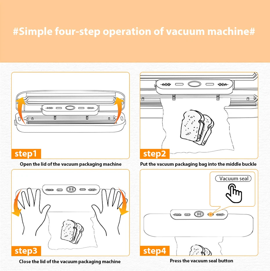 Vacuum Sealer Packaging Machine Food With Free 10pcs Vacuum bags