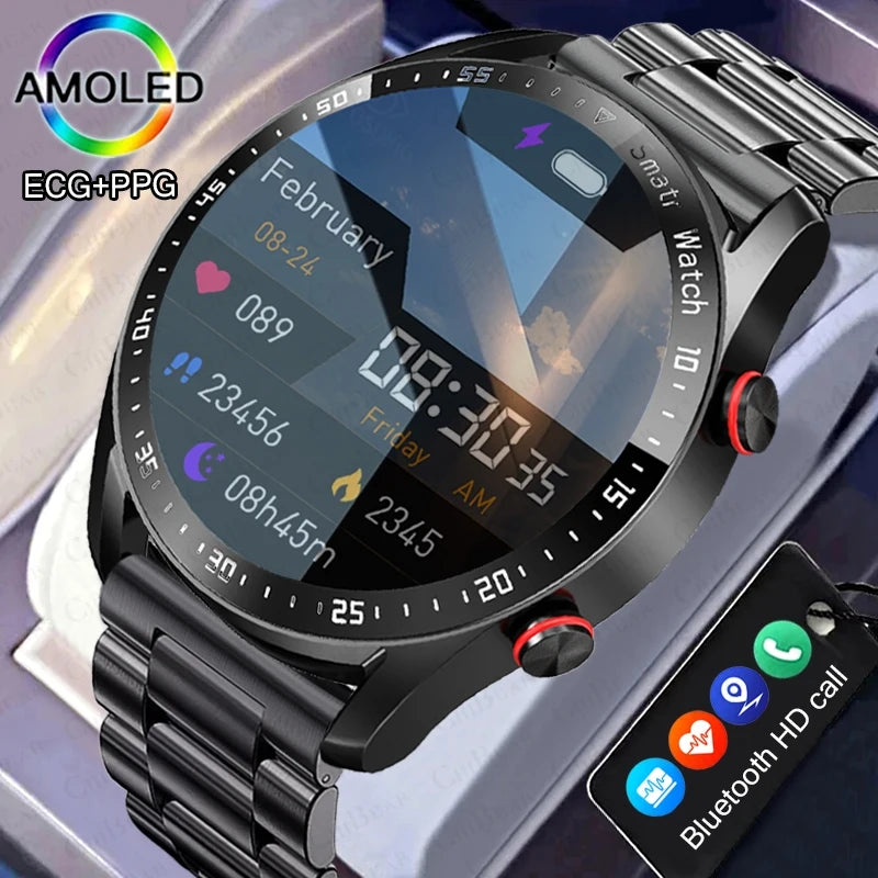 New Bluetooth Call Smart Watch Men 360*360 HD Display Heart Rate Fitness Tracker ECG+PPG Business Smartwatches For Huawei