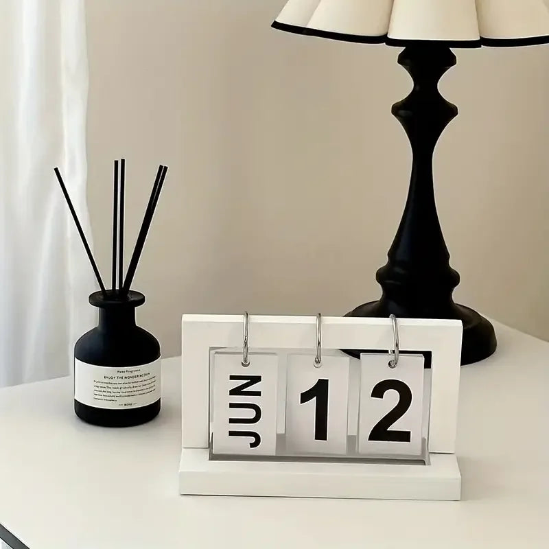Ins Minimalist Style Living Room Office Decoration Wooden Calendar Ornament Modern Desk Accessories Simple Home Decor Crafts Gif