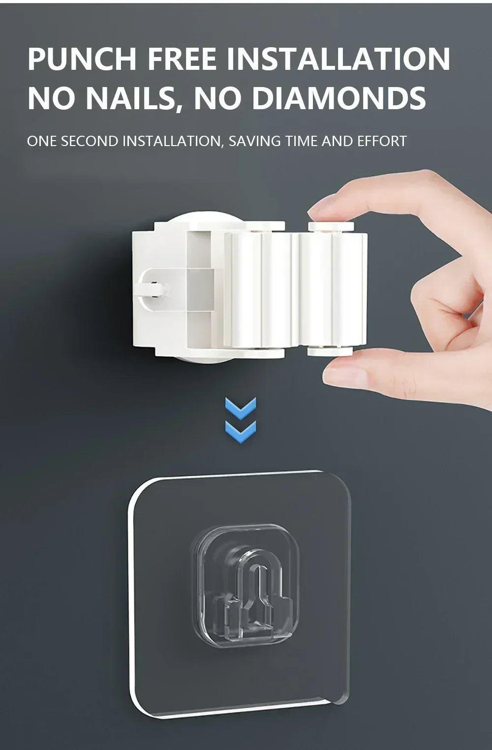 Self-Adhesive Wall-Mounted Mop Holder