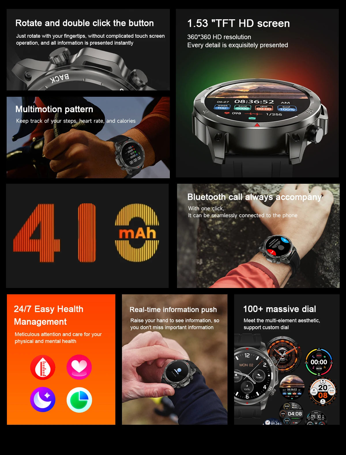 Huawei Xiaomi LED HD Screen Smart Watch Men For Sports and Waterproof