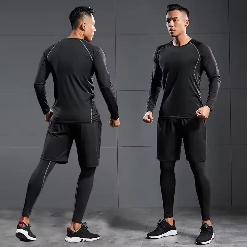 Sports Suit Men's Running Sets Compression Gym Fitness Sportswear Quick Dry Basketball Tights Outdoor Jogging Training Underwear