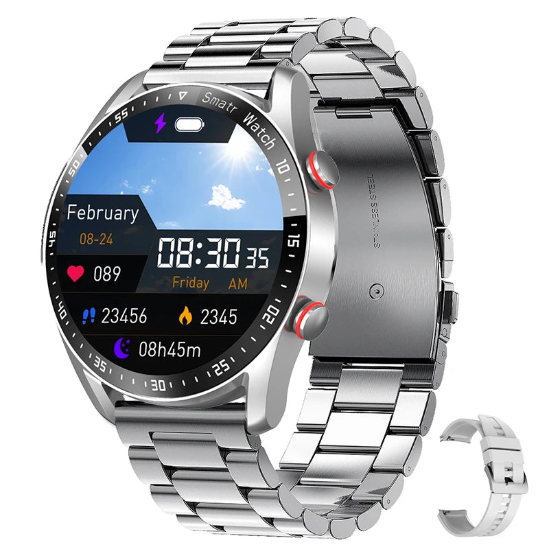 New Bluetooth Call Smart Watch Men 360*360 HD Display Heart Rate Fitness Tracker ECG+PPG Business Smartwatches For Huawei