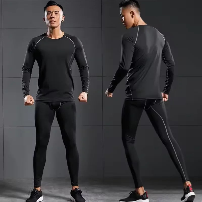 Sports Suit Men's Running Sets Compression Gym Fitness Sportswear Quick Dry Basketball Tights Outdoor Jogging Training Underwear