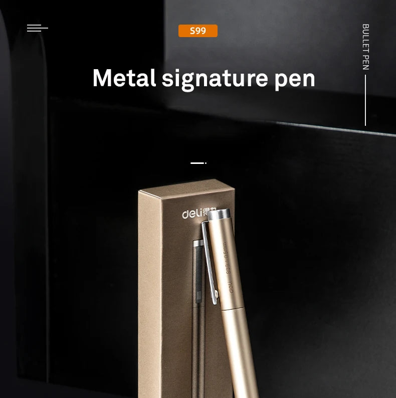 Deli Metal Sign Pen, Gel Ink Pens, Golden Silver Color, Metallic Writing Pen, Office Supplies, 0.5mm