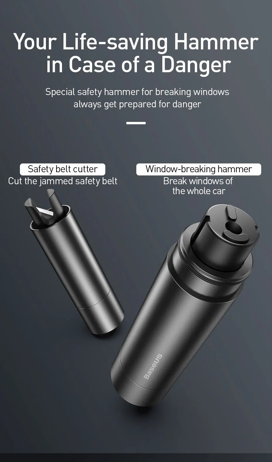 Baseus Car Safety Hammer Mini Car Window Glass Breaker