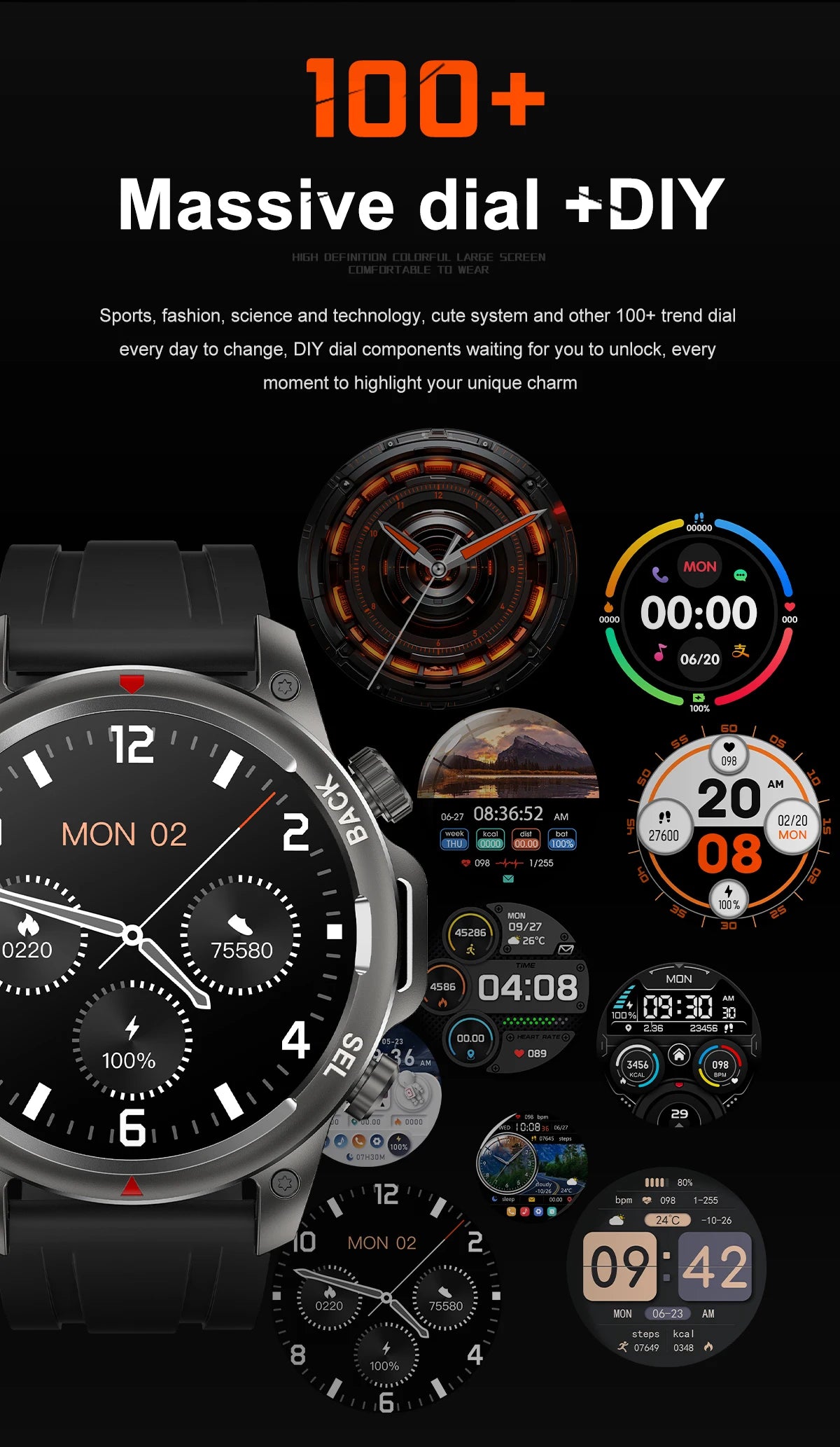 Huawei Xiaomi LED HD Screen Smart Watch Men For Sports and Waterproof