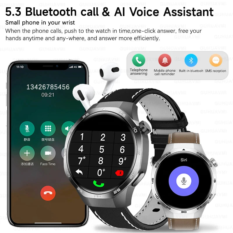 HUAWEI New GPS NFC Smart Watch Men 1.53-inch HD Display Screen Heart Rate Bluetooth Call Sports Waterproof Smartwatches