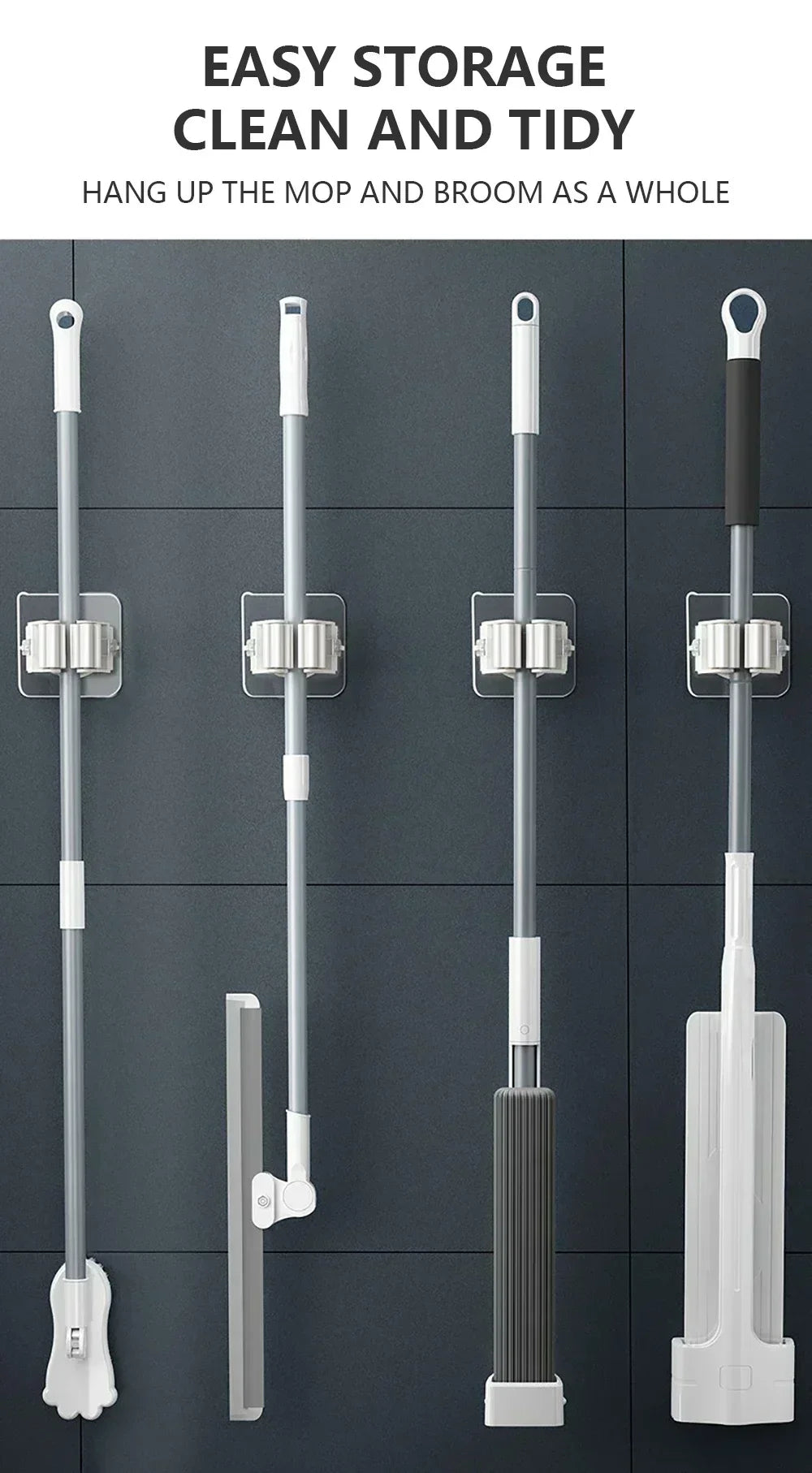 Self-Adhesive Wall-Mounted Mop Holder