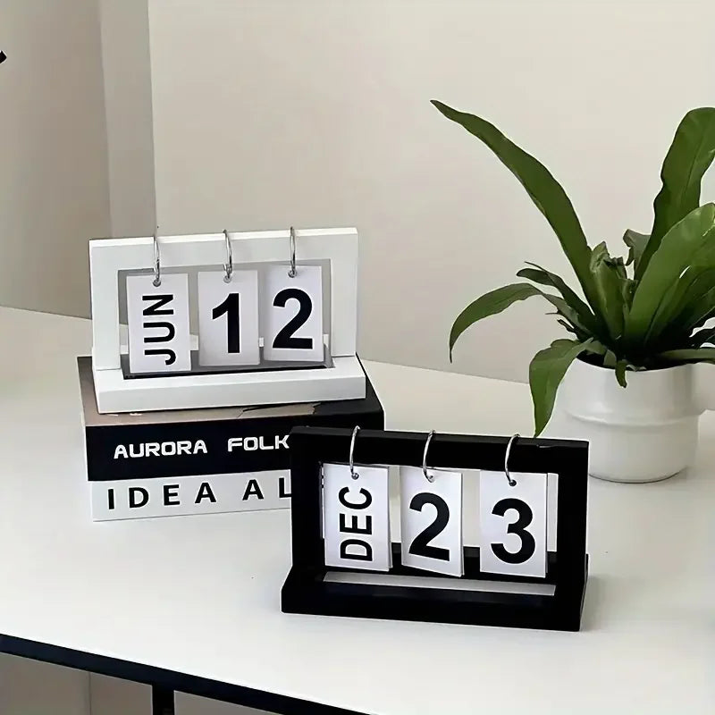 Ins Minimalist Style Living Room Office Decoration Wooden Calendar Ornament Modern Desk Accessories Simple Home Decor Crafts Gif