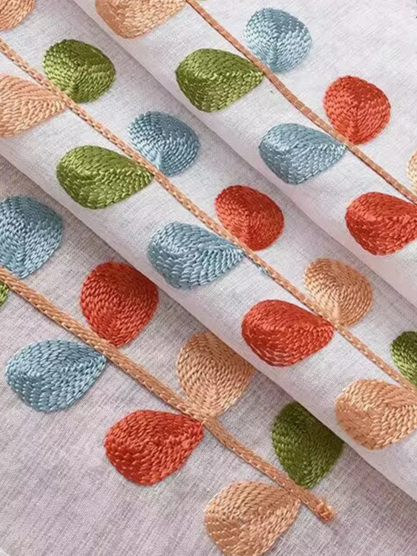 Four color branch Embroidered