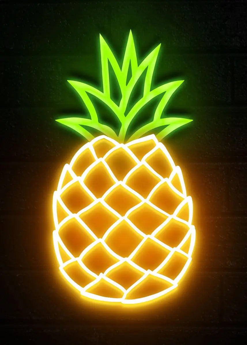 Pineapple Strawberry Banana Peach Fruit Neon Sign Poster Canvas Painting Print Wall Pictures Restaurant Kitchen Bar Room Decor