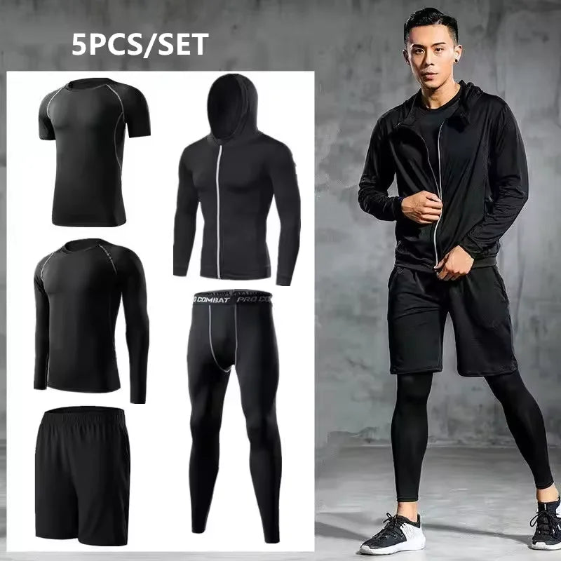 Sports Suit Men's Running Sets Compression Gym Fitness Sportswear Quick Dry Basketball Tights Outdoor Jogging Training Underwear