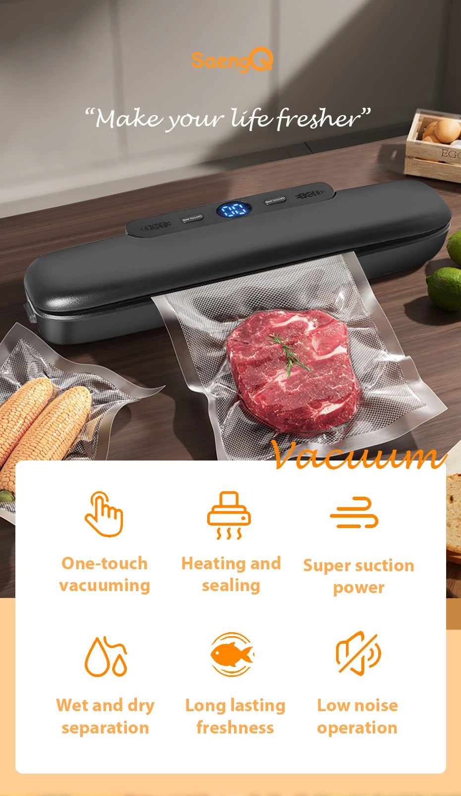 Vacuum Sealer Packaging Machine Food With Free 10pcs Vacuum bags