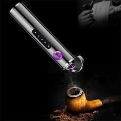 Electric Metal Lighters Smoking Windproof Dual Plasma Rechargeable 