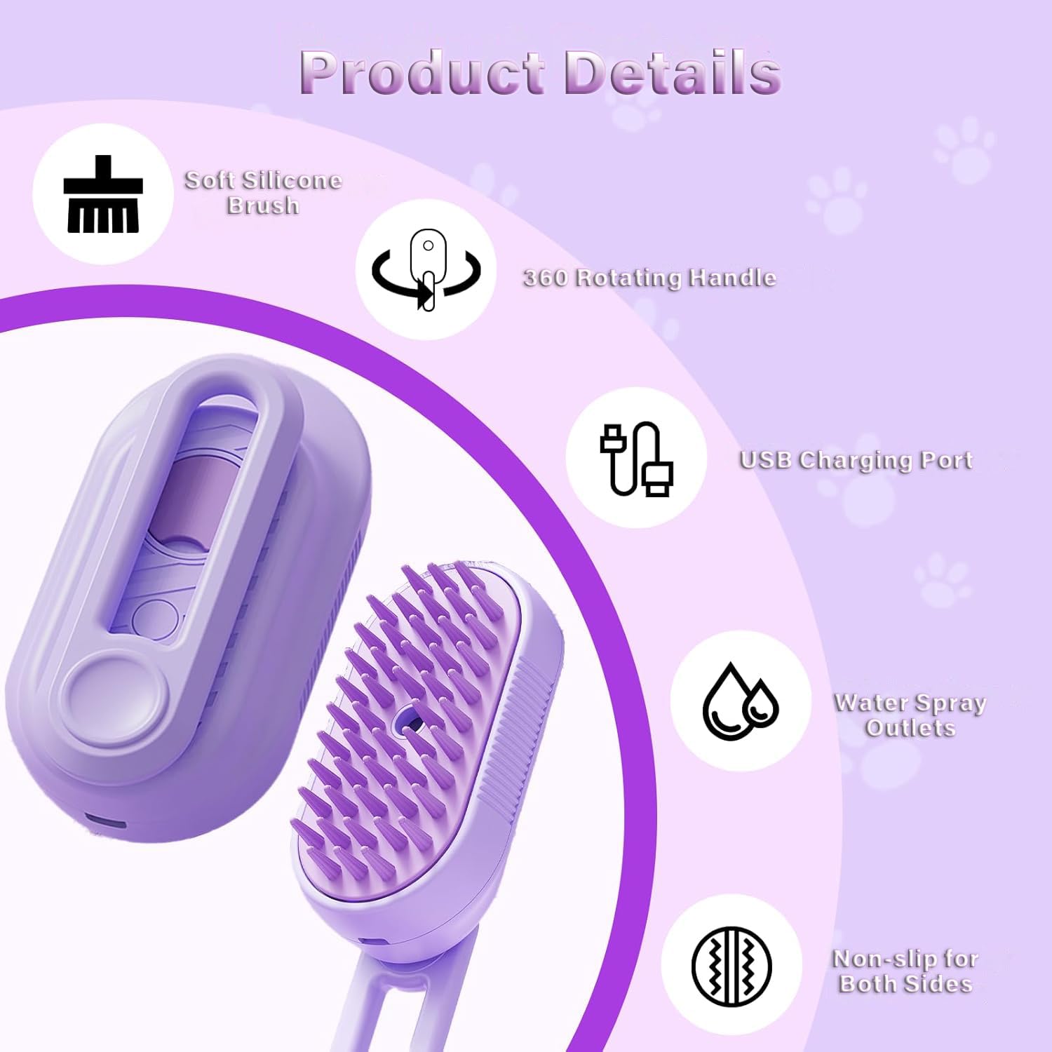 3-in-1 pet steam brush