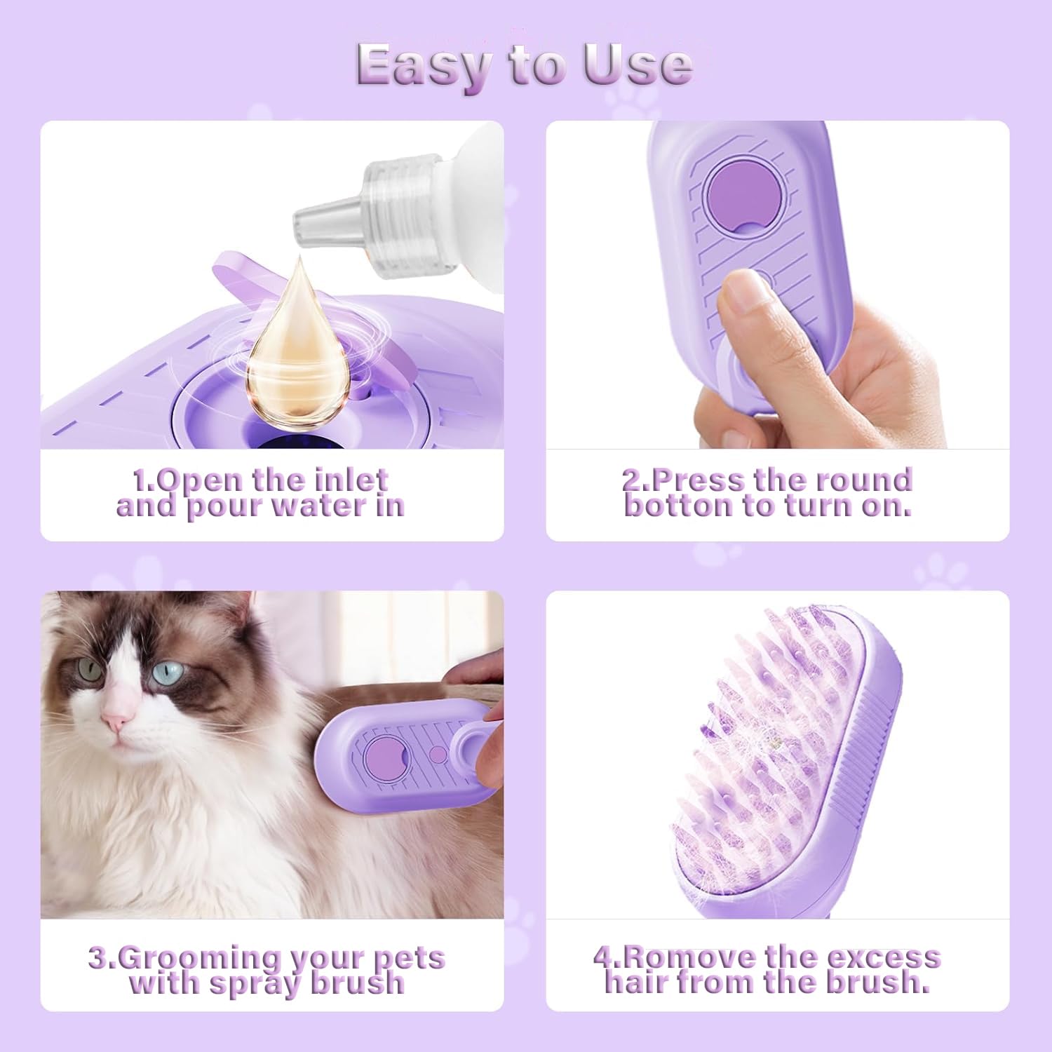 3-in-1 pet steam brush