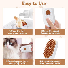 3-in-1 pet steam brush