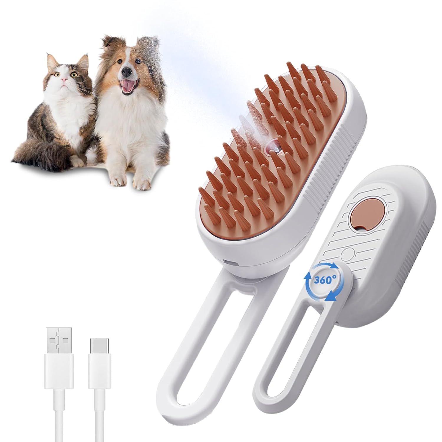 3-in-1 pet steam brush