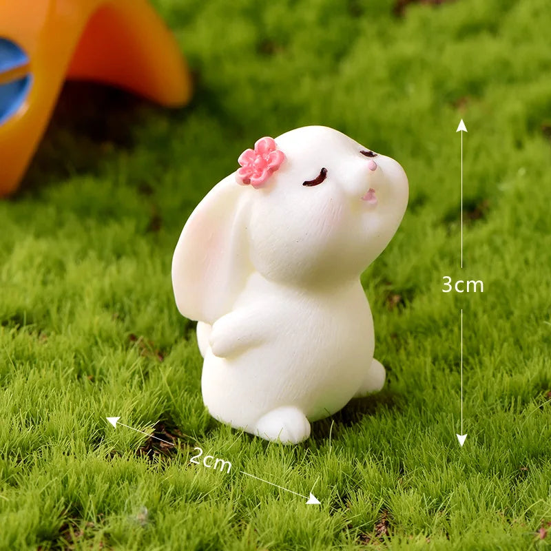 1PC car interior decoration ornaments, cute little bunnies and flowers, and interior atmosphere decoration