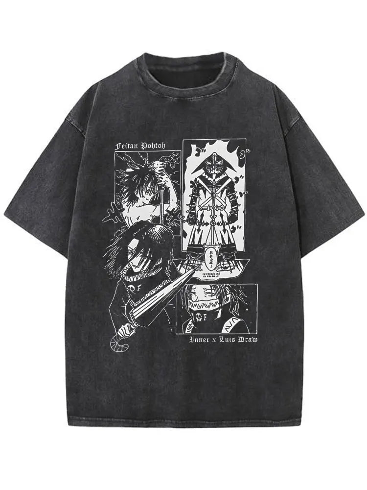 Feitan Men's T Shirt Anime Casual Tee Shirt Short Sleeve Round Collar T-Shirt Cotton Summer Streetwear