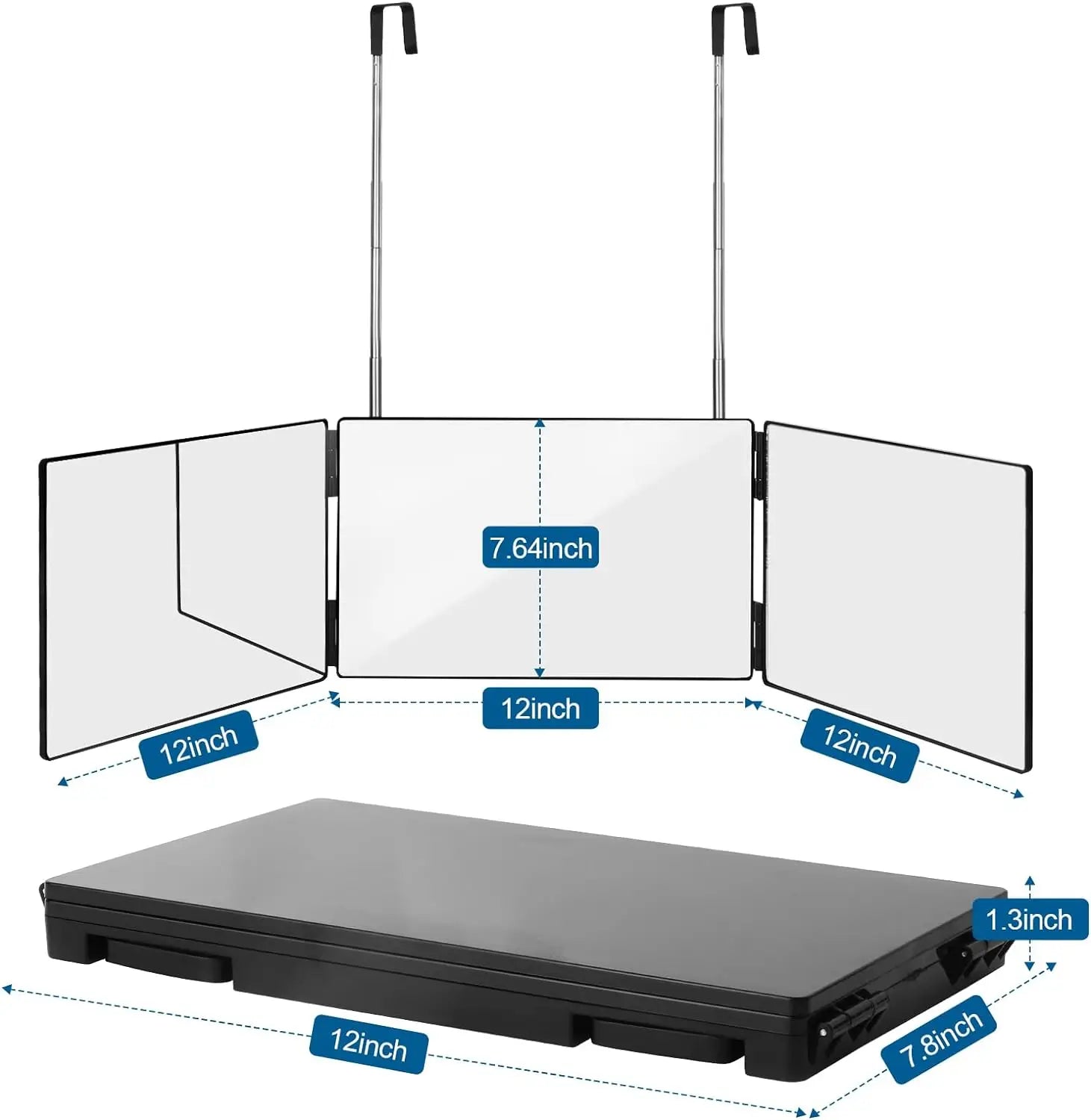 Black Portable 360 Trifold Mirror