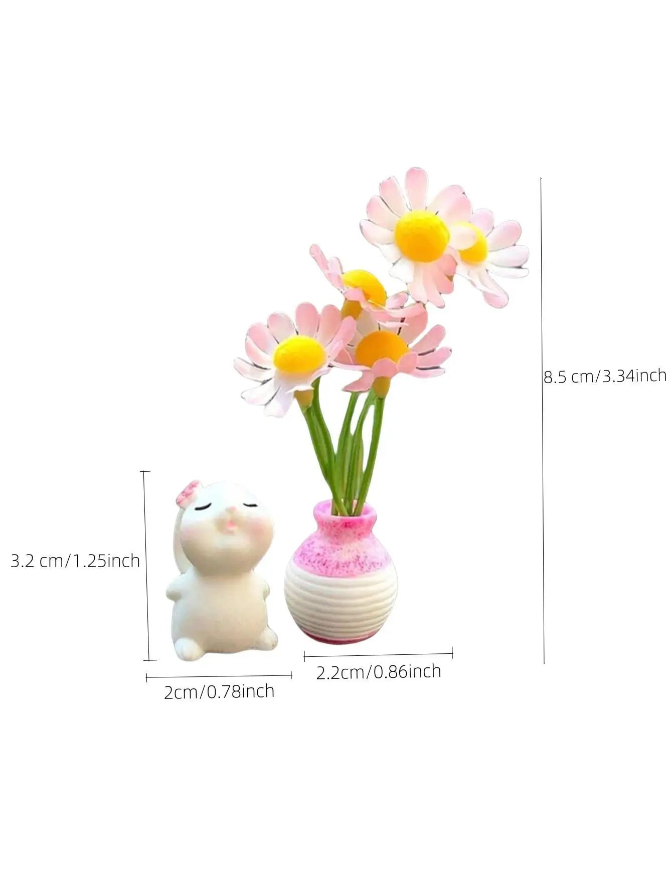 1PC car interior decoration ornaments, cute little bunnies and flowers, and interior atmosphere decoration