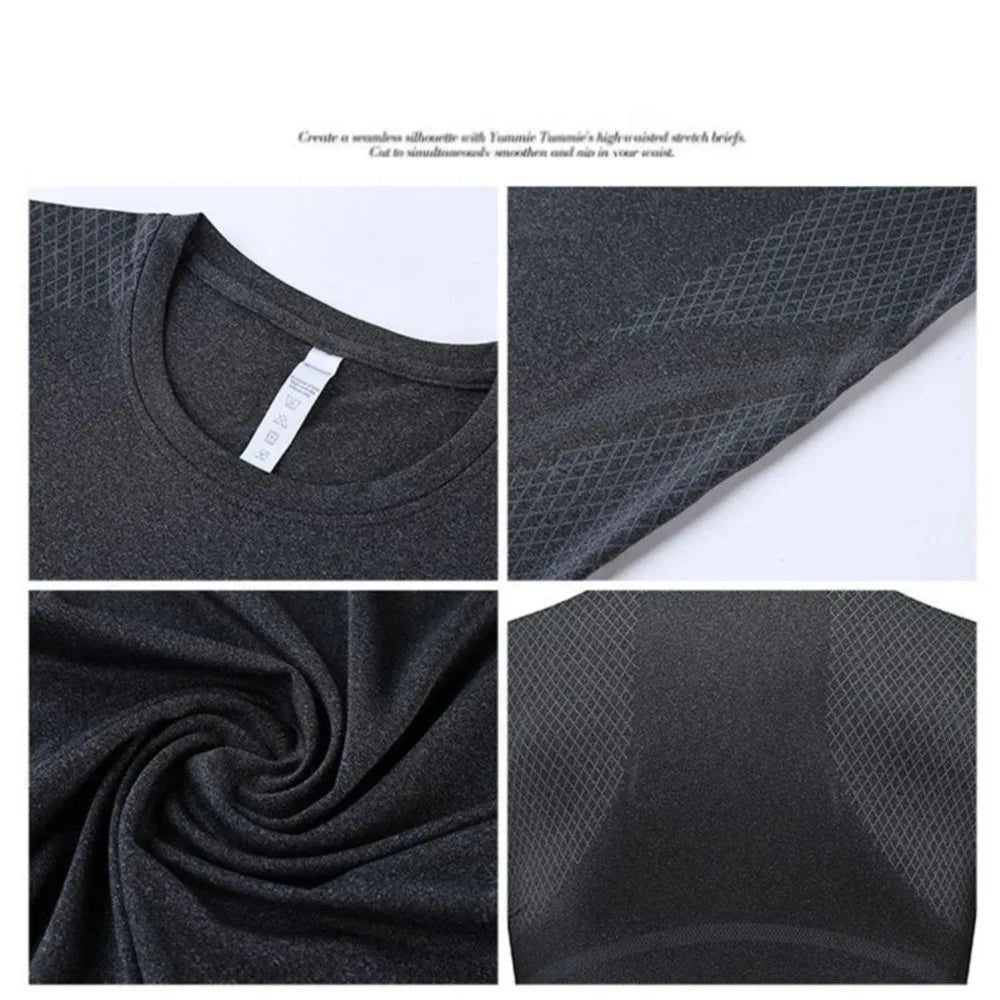 Men Long Sleeve Tracksuits GYM Fitness Tee + Leggings Men's Sport Running Set Yoga Skiing Basketball Football Clothes Suit 102