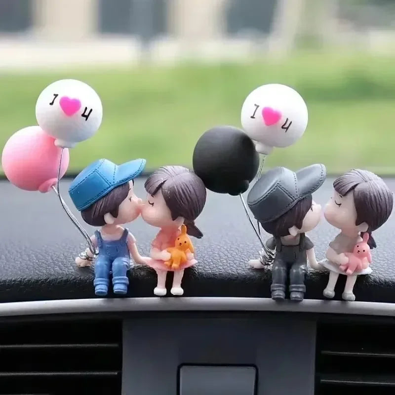 Cute Couple Car Ornaments Interior Decoration Crafts Home Office Desk Balloons Couple Ornaments Instrument Panel Figurine Decor