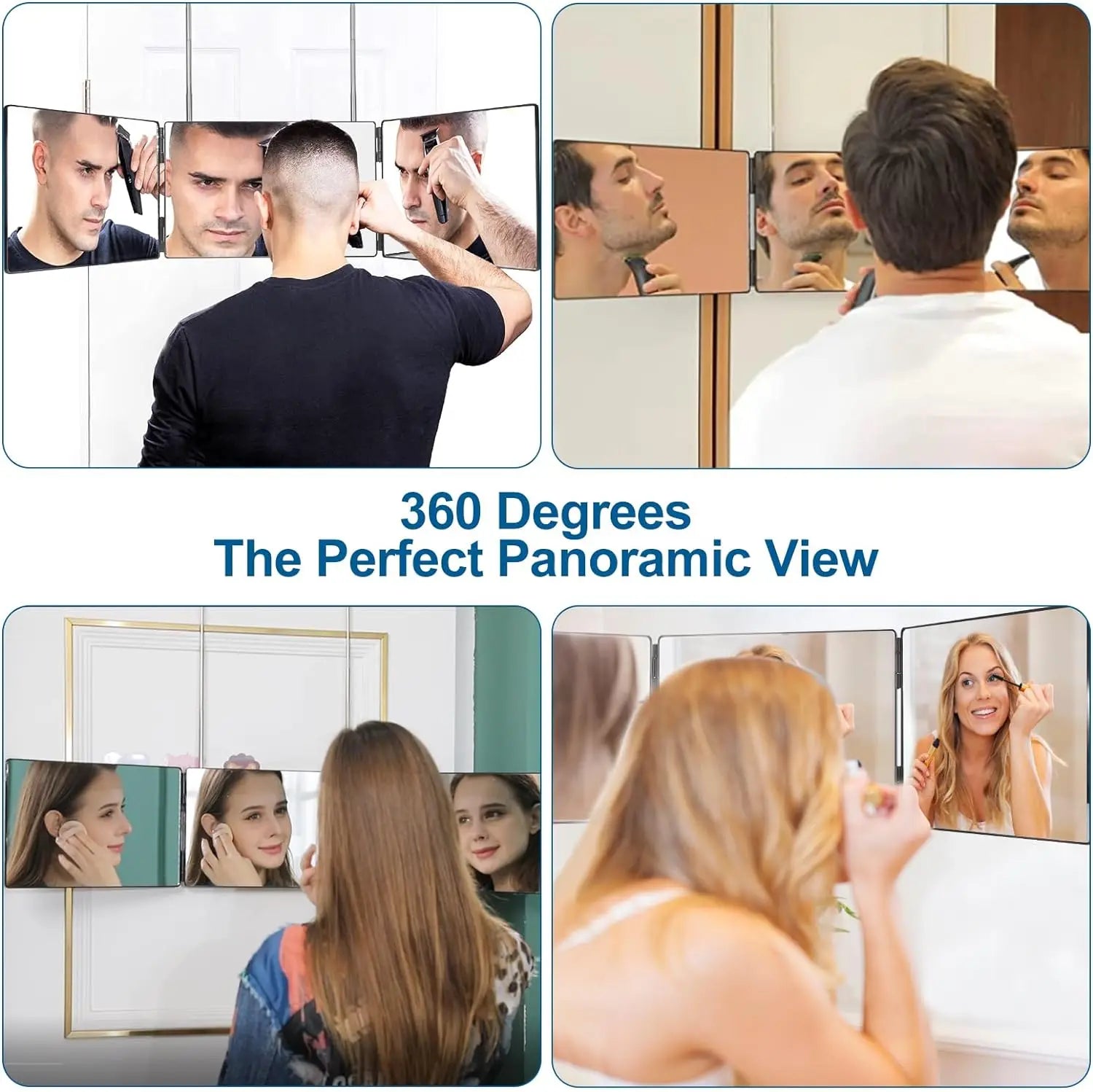 Black Portable 360 Trifold Mirror