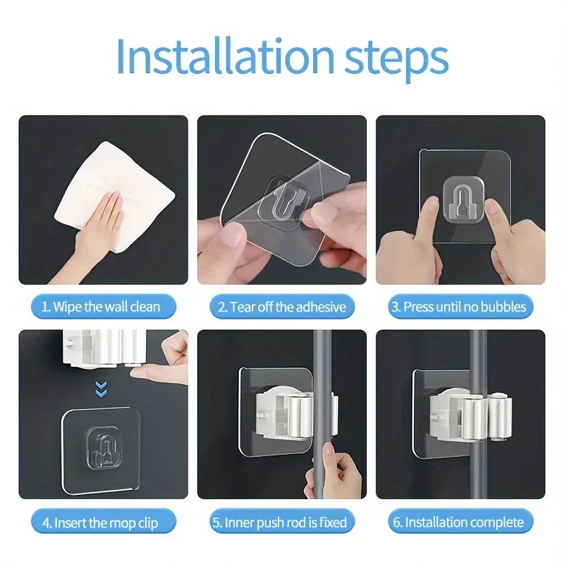 Self-Adhesive Wall-Mounted Mop Holder