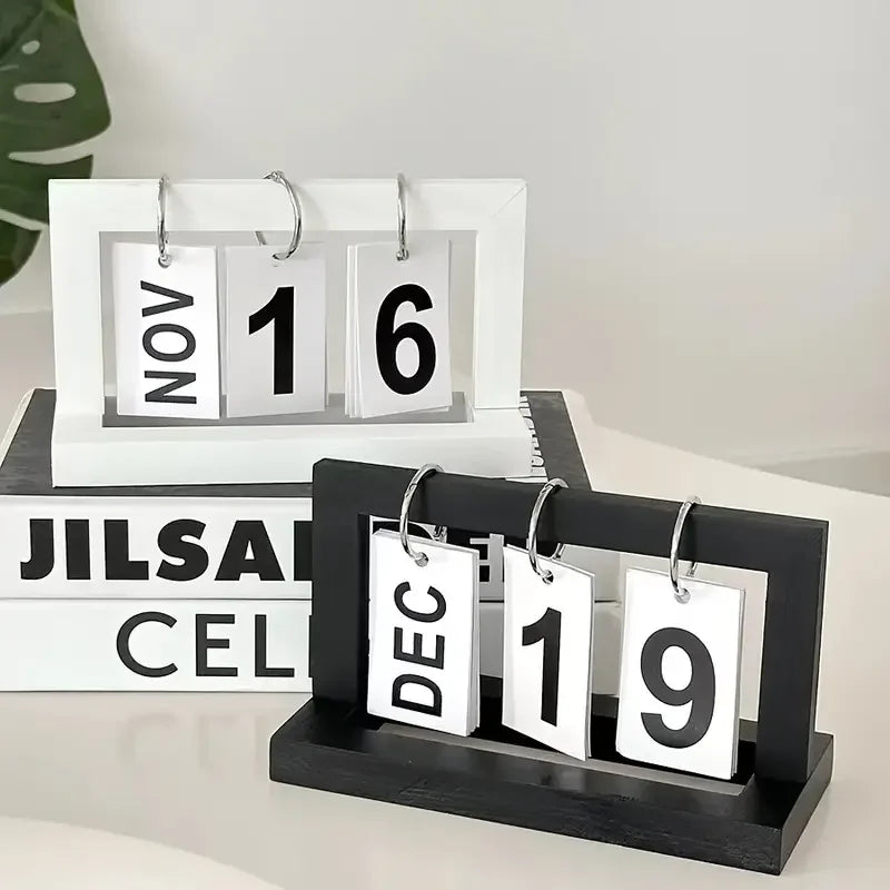 Ins Minimalist Style Living Room Office Decoration Wooden Calendar Ornament Modern Desk Accessories Simple Home Decor Crafts Gif
